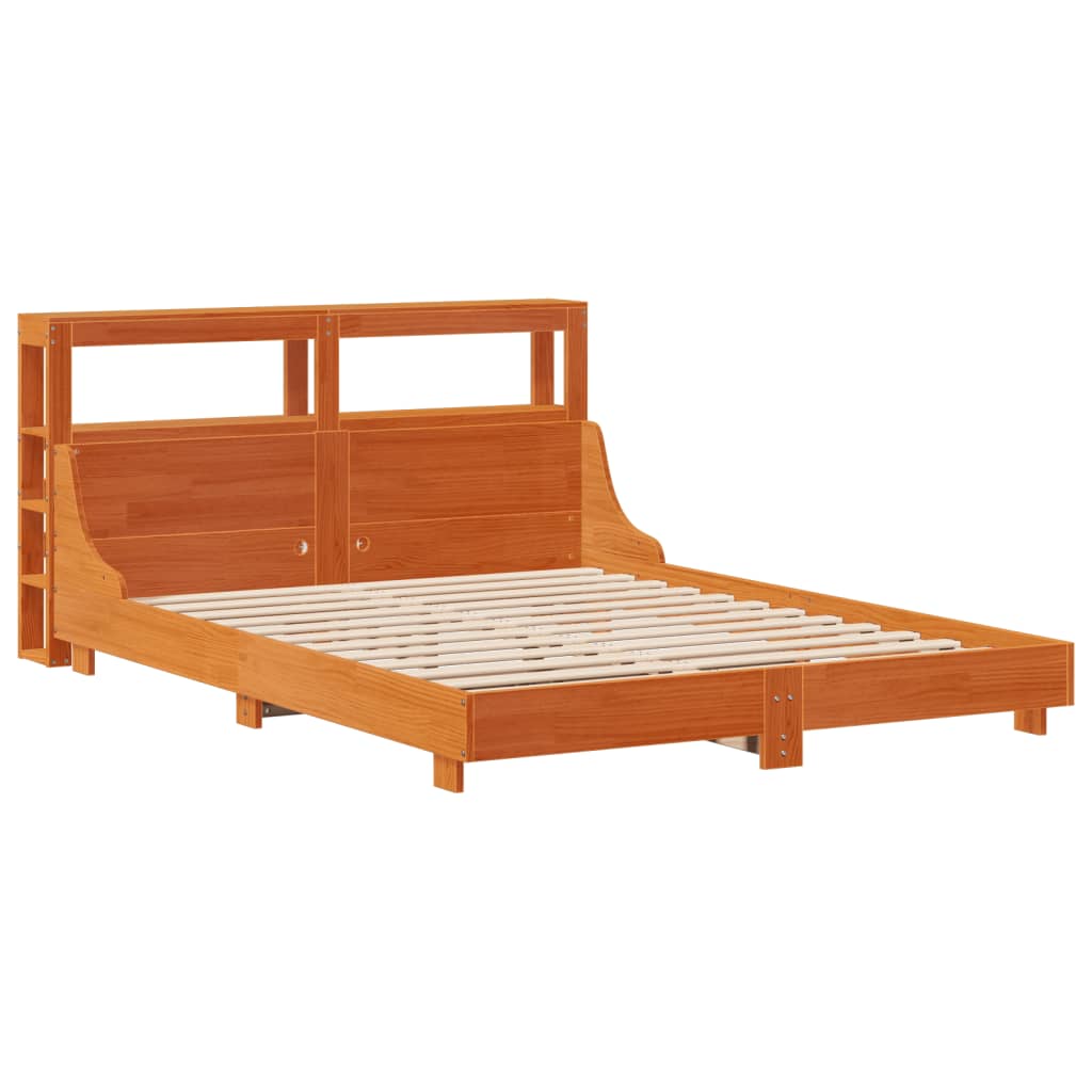vidaXL Bed Frame without Mattress Wax Brown 120x190 cm Small Double Solid Wood Pine