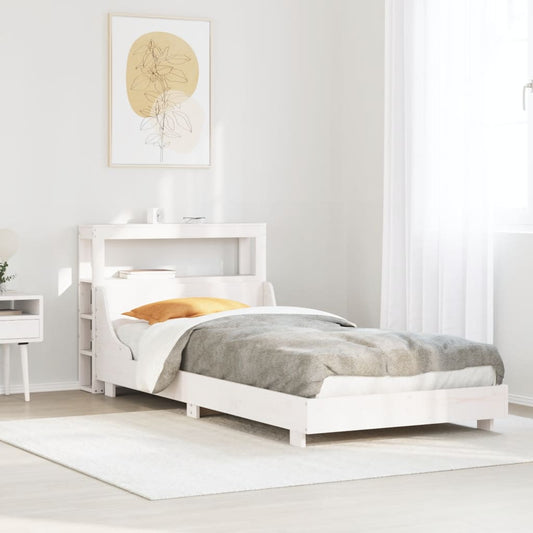 vidaXL Bed Frame without Mattress White 90x190 cm Single Solid Wood Pine