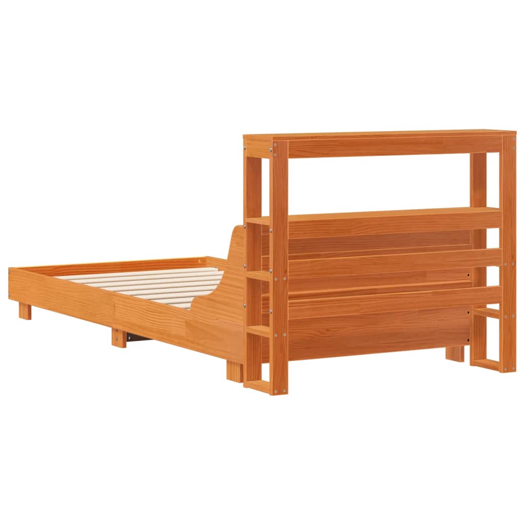vidaXL Bed Frame without Mattress Wax Brown 75x190 cm Small Single Solid Wood Pine