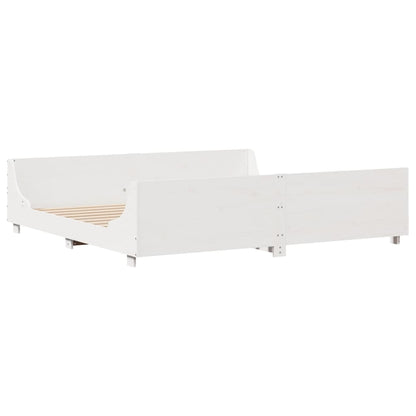 vidaXL Bed Frame without Mattress White 200x200 cm Solid Wood Pine