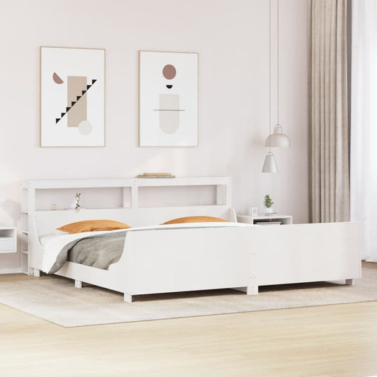 vidaXL Bed Frame without Mattress White 200x200 cm Solid Wood Pine