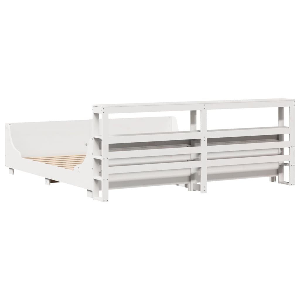 vidaXL Bed Frame without Mattress White 180x200 cm Super King Solid Wood Pine