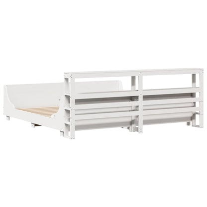 vidaXL Bed Frame without Mattress White 180x200 cm Super King Solid Wood Pine