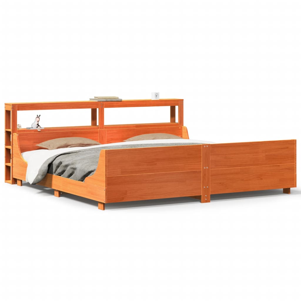 vidaXL Bed Frame without Mattress Wax Brown 180x200 cm Super King Solid Wood Pine