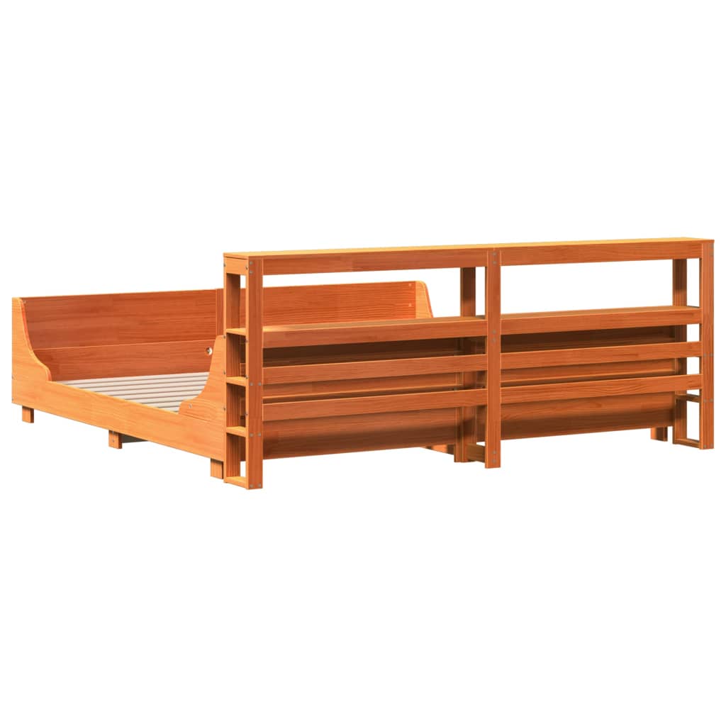 vidaXL Bed Frame without Mattress Wax Brown 180x200 cm Super King Solid Wood Pine