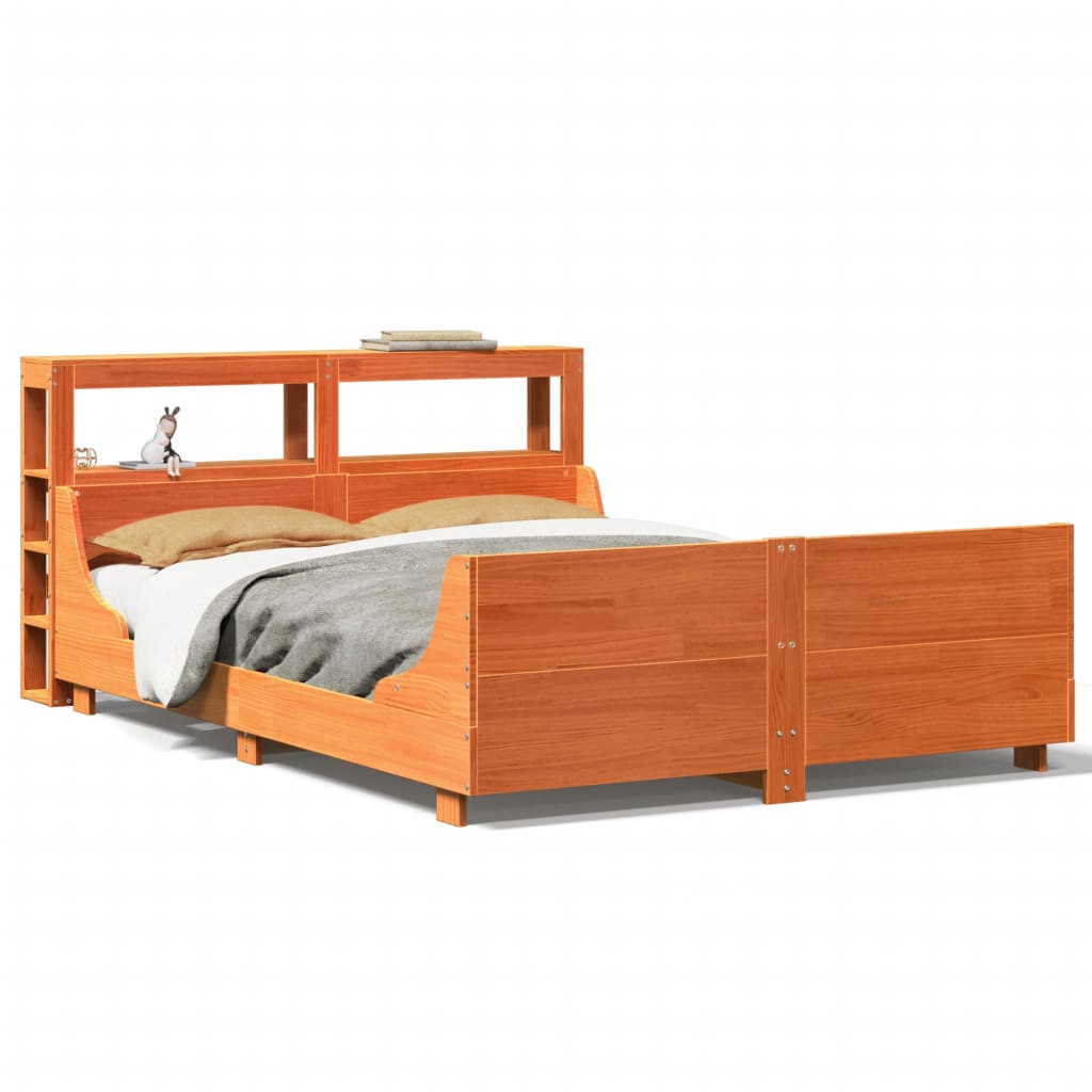 vidaXL Bed Frame without Mattress Wax Brown 160x200 cm Solid Wood Pine