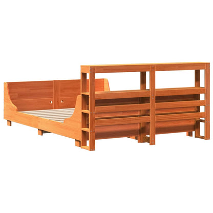 vidaXL Bed Frame without Mattress Wax Brown 160x200 cm Solid Wood Pine