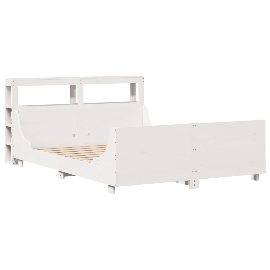 vidaXL Bed Frame without Mattress White 150x200 cm King Size Solid Wood Pine