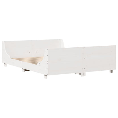 vidaXL Bed Frame without Mattress White 150x200 cm King Size Solid Wood Pine