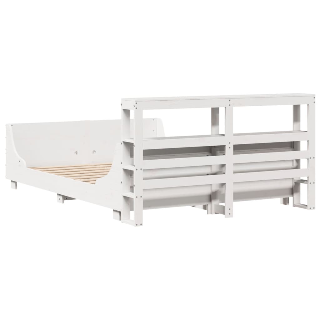 vidaXL Bed Frame without Mattress White 150x200 cm King Size Solid Wood Pine