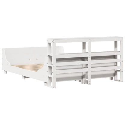 vidaXL Bed Frame without Mattress White 150x200 cm King Size Solid Wood Pine