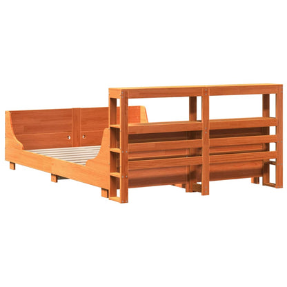 vidaXL Bed Frame without Mattress Wax Brown 150x200 cm King Size Solid Wood Pine