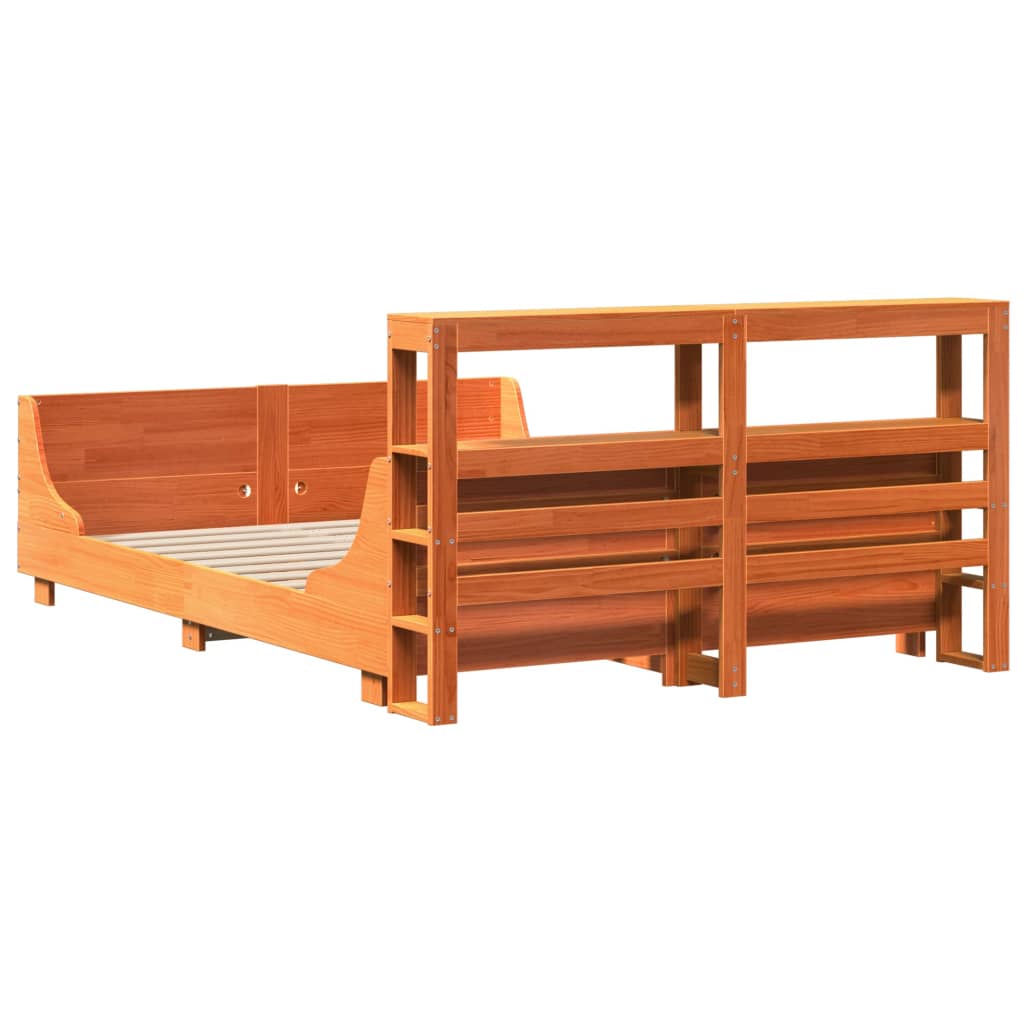 vidaXL Bed Frame without Mattress Wax Brown 140x200 cm Solid Wood Pine