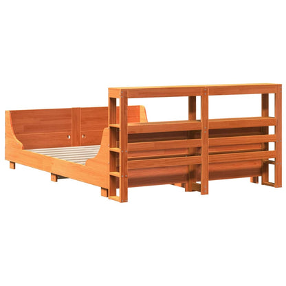 vidaXL Bed Frame without Mattress Wax Brown 140x200 cm Solid Wood Pine