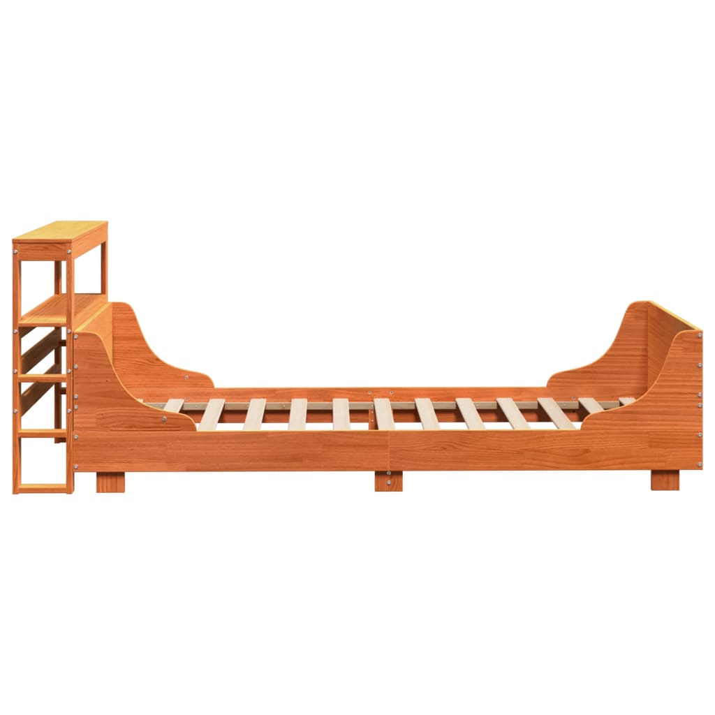 vidaXL Bed Frame without Mattress Wax Brown 100x200 cm Solid Wood Pine
