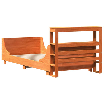 vidaXL Bed Frame without Mattress Wax Brown 100x200 cm Solid Wood Pine