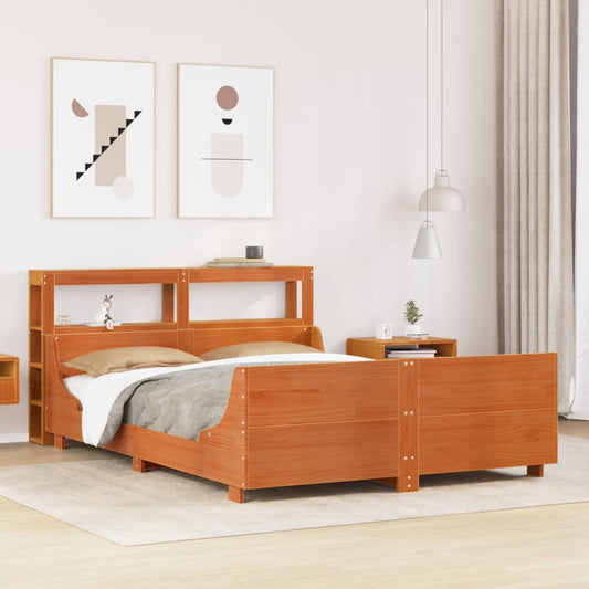 vidaXL Bed Frame without Mattress Wax Brown 140x190 cm Solid Wood Pine