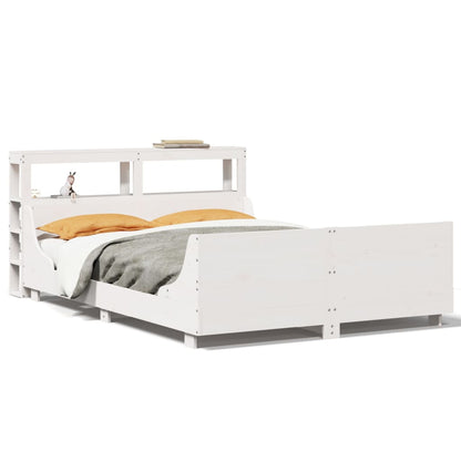 vidaXL Bed Frame without Mattress White 135x190 cm Double Solid Wood Pine