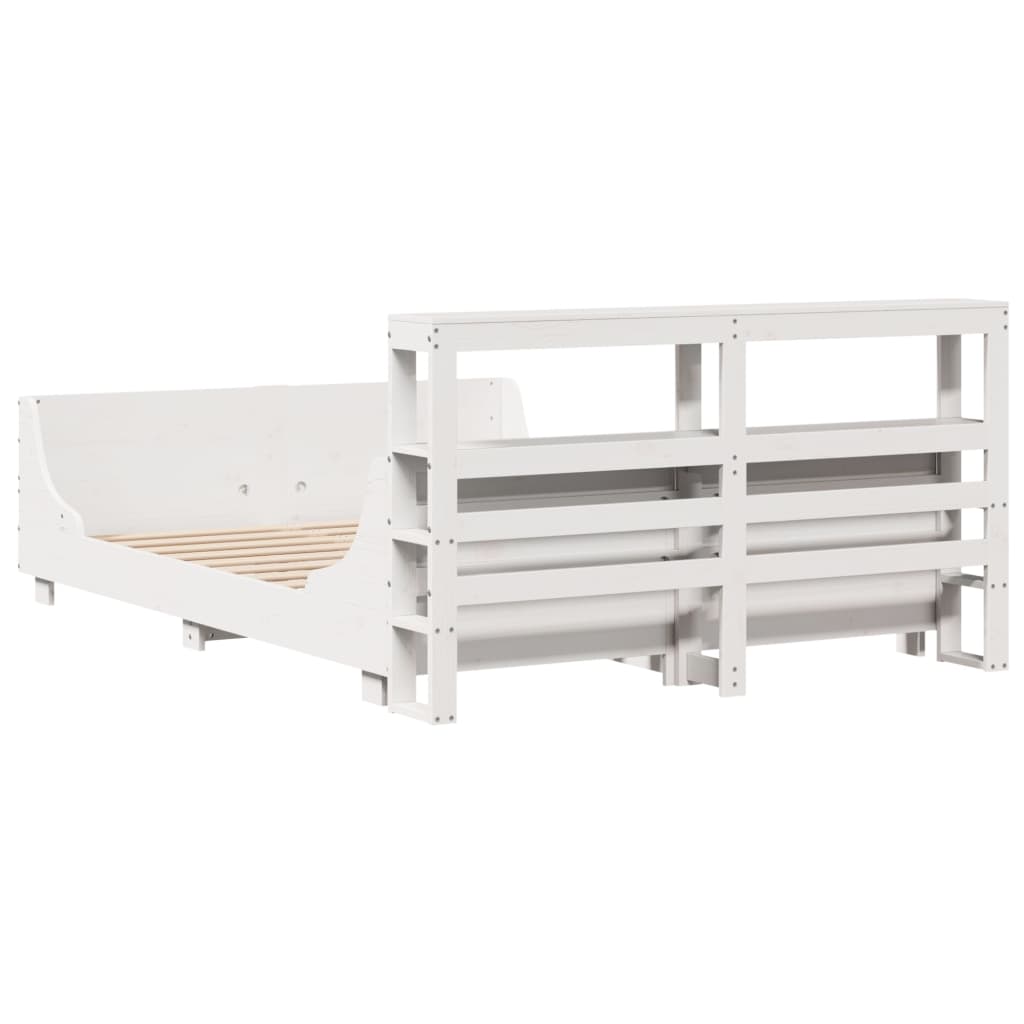 vidaXL Bed Frame without Mattress White 135x190 cm Double Solid Wood Pine