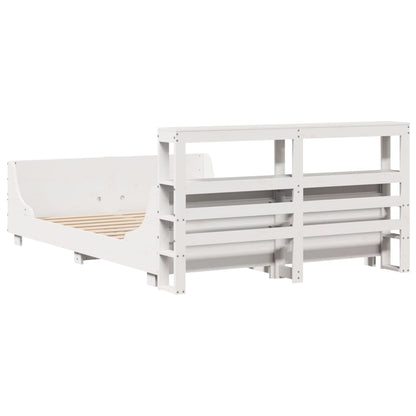 vidaXL Bed Frame without Mattress White 135x190 cm Double Solid Wood Pine
