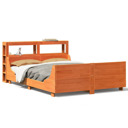 vidaXL Bed Frame without Mattress Wax Brown 135x190 cm Double Solid Wood Pine