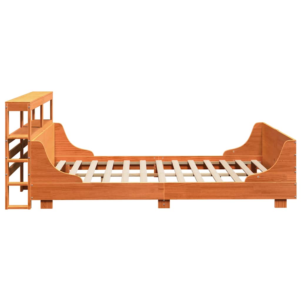 vidaXL Bed Frame without Mattress Wax Brown 135x190 cm Double Solid Wood Pine