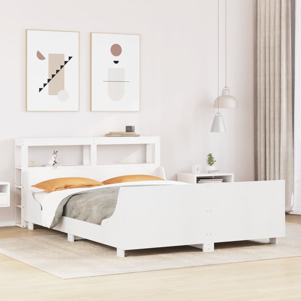 vidaXL Bed Frame without Mattress White 120x190 cm Small Double Solid Wood Pine