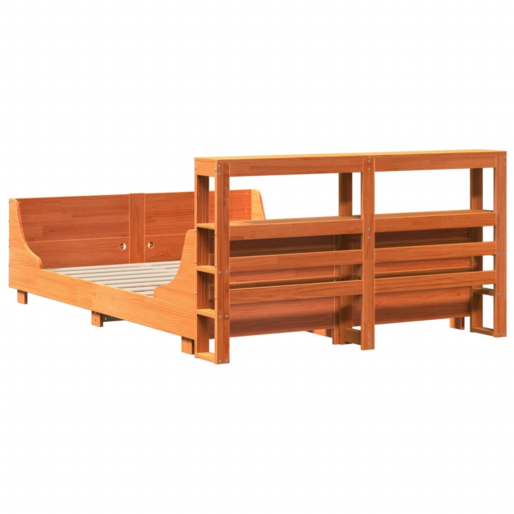 vidaXL Bed Frame without Mattress Wax Brown 120x190 cm Small Double Solid Wood Pine
