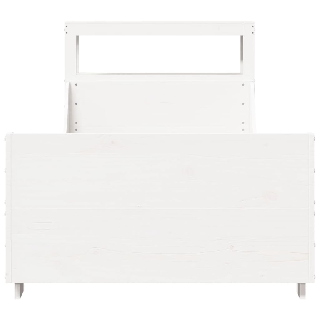 vidaXL Bed Frame without Mattress White 75x190 cm Small Single Solid Wood Pine