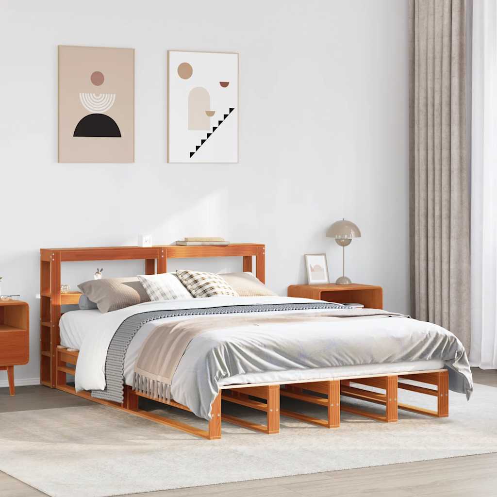 vidaXL Bed Frame without Mattress Wax Brown 120x200 cm Solid Wood Pine