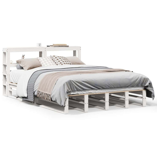 vidaXL Bed Frame without Mattress White 150x200 cm King Size Solid Wood Pine