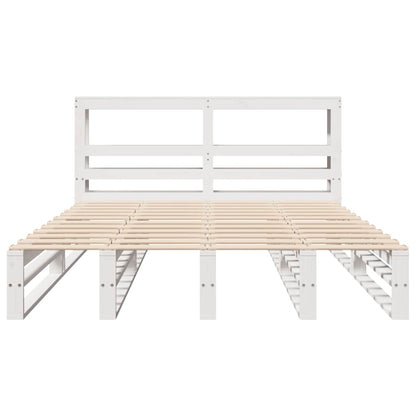 vidaXL Bed Frame without Mattress White 150x200 cm King Size Solid Wood Pine
