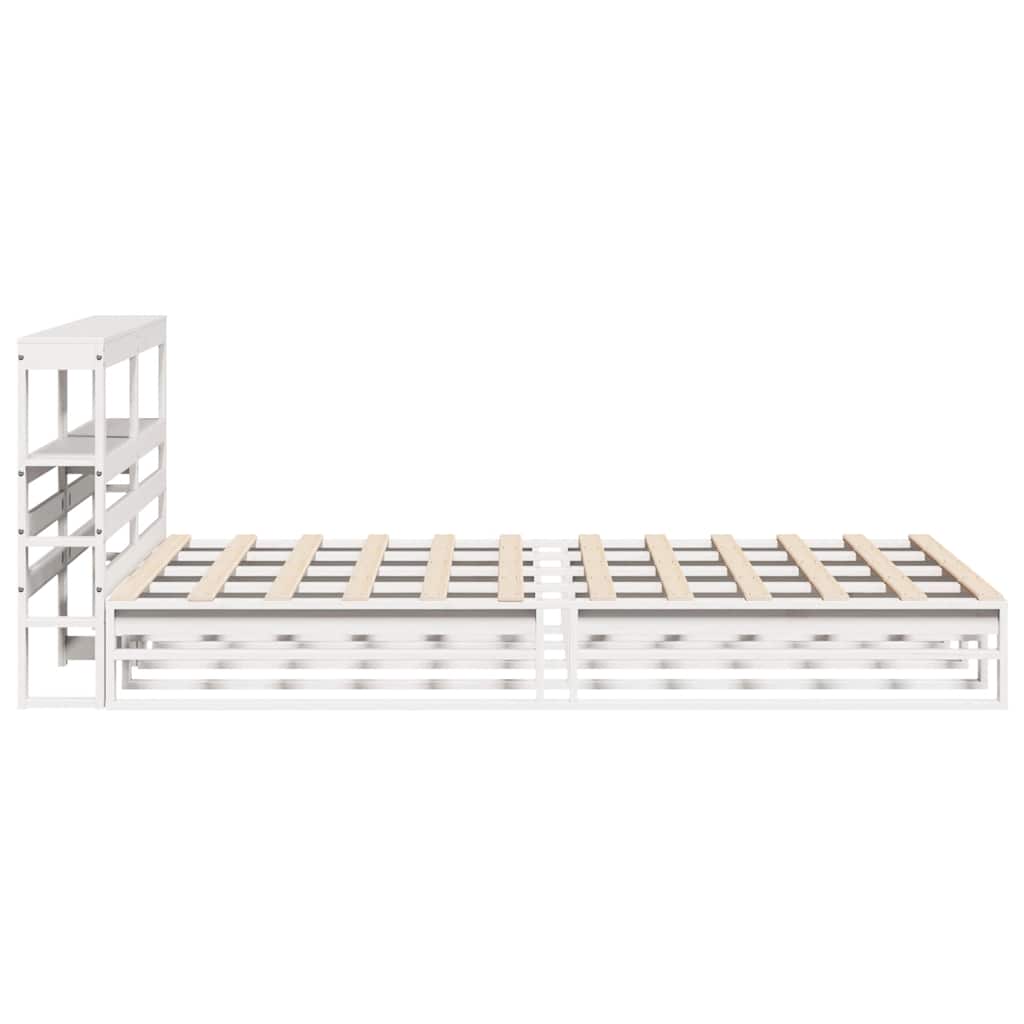 vidaXL Bed Frame without Mattress White 150x200 cm King Size Solid Wood Pine