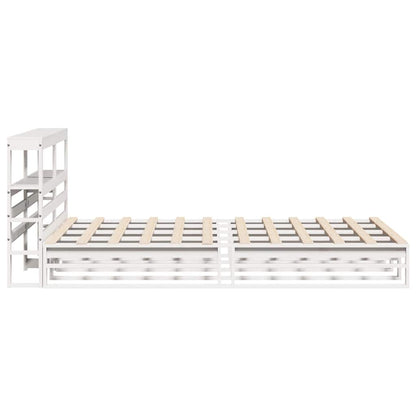 vidaXL Bed Frame without Mattress White 150x200 cm King Size Solid Wood Pine