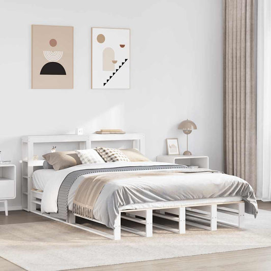 vidaXL Bed Frame without Mattress White 150x200 cm King Size Solid Wood Pine