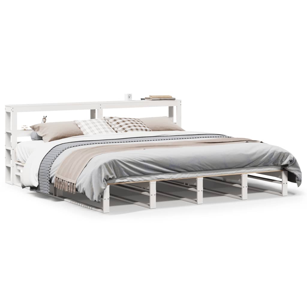 vidaXL Bed Frame without Mattress White 180x200 cm Super King Solid Wood Pine