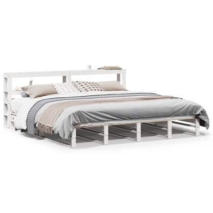 vidaXL Bed Frame without Mattress White 180x200 cm Super King Solid Wood Pine