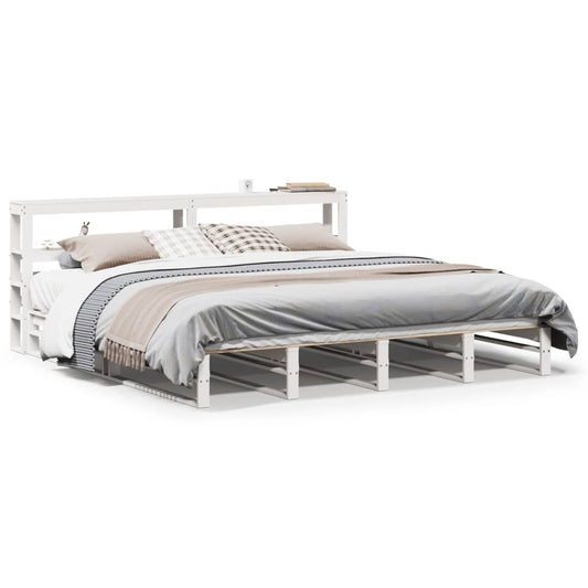 vidaXL Bed Frame without Mattress White 180x200 cm Super King Solid Wood Pine