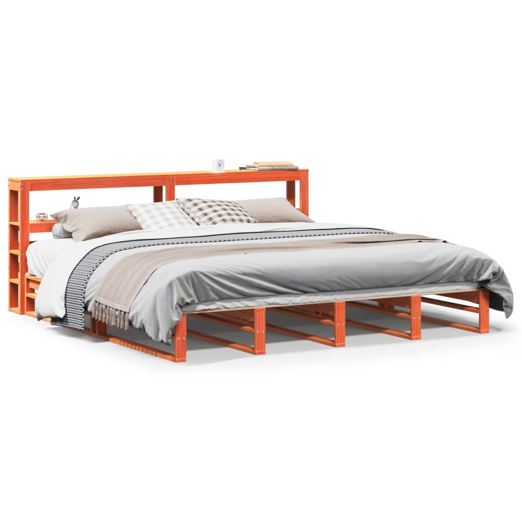 vidaXL Bed Frame without Mattress Wax Brown 180x200 cm Super King Solid Wood Pine