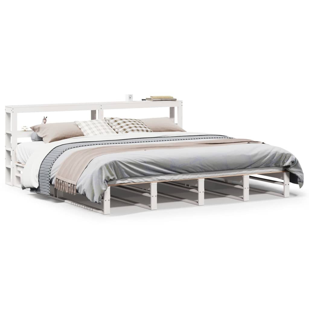vidaXL Bed Frame without Mattress White 200x200 cm Solid Wood Pine
