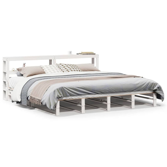 vidaXL Bed Frame without Mattress White 200x200 cm Solid Wood Pine