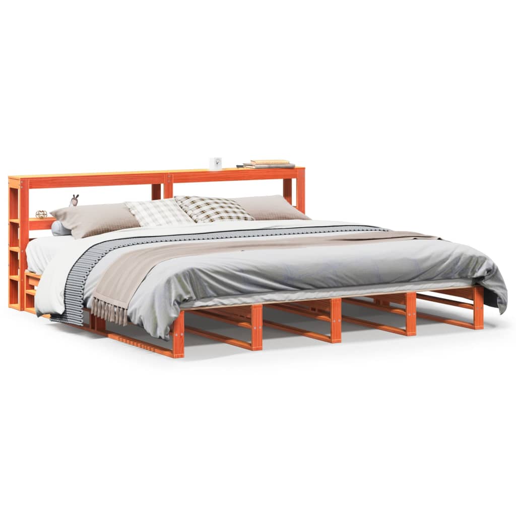 vidaXL Bed Frame without Mattress Wax Brown 200x200 cm Solid Wood Pine