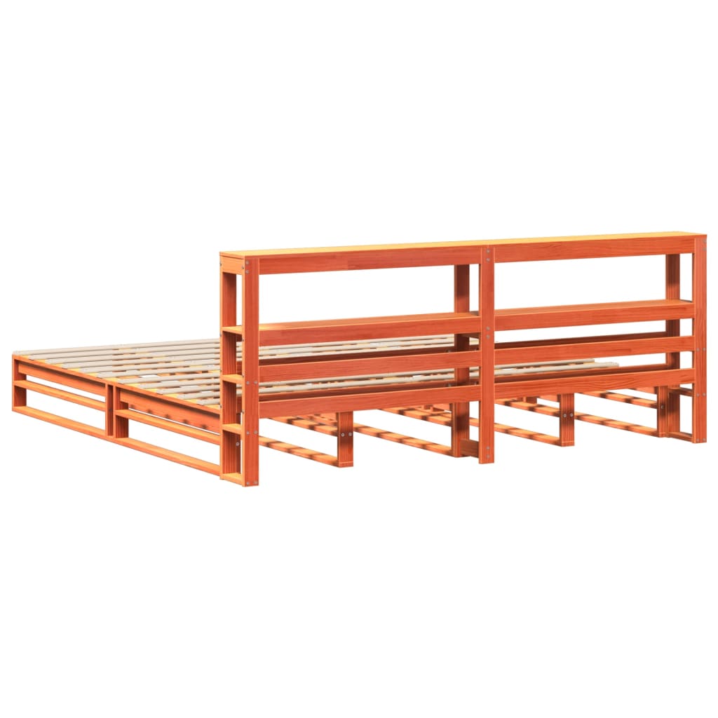 vidaXL Bed Frame without Mattress Wax Brown 200x200 cm Solid Wood Pine