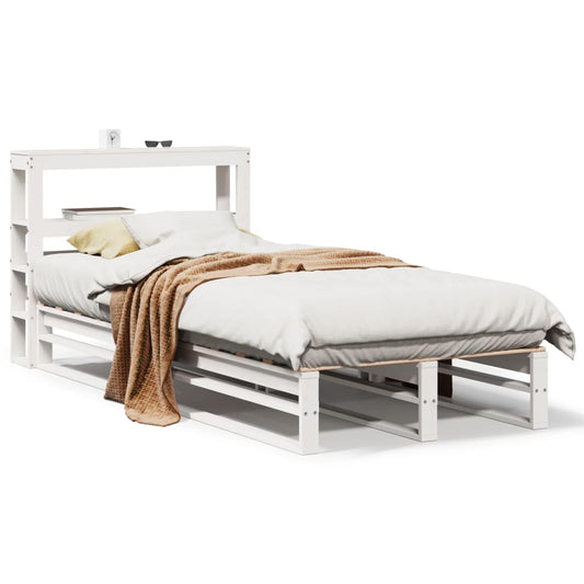 vidaXL Bed Frame without Mattress White 75x190 cm Small Single Solid Wood Pine