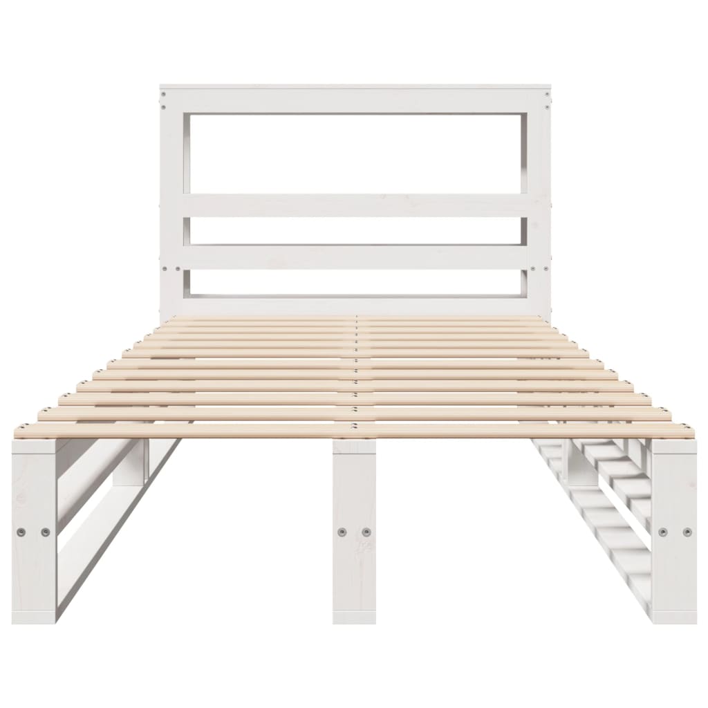 vidaXL Bed Frame without Mattress White 75x190 cm Small Single Solid Wood Pine