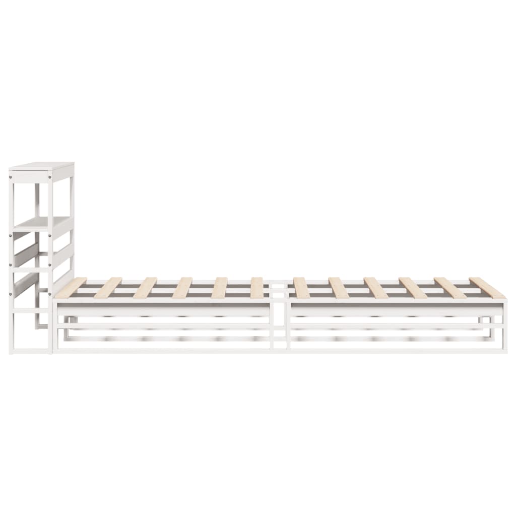 vidaXL Bed Frame without Mattress White 75x190 cm Small Single Solid Wood Pine