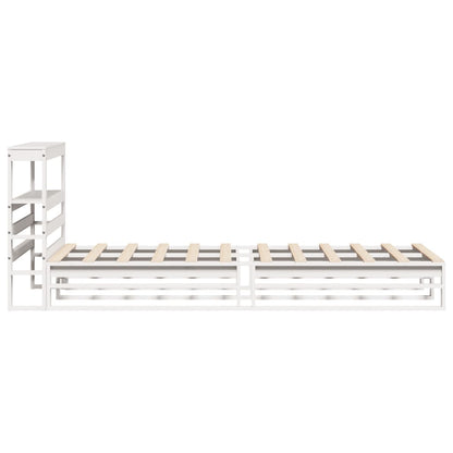vidaXL Bed Frame without Mattress White 75x190 cm Small Single Solid Wood Pine