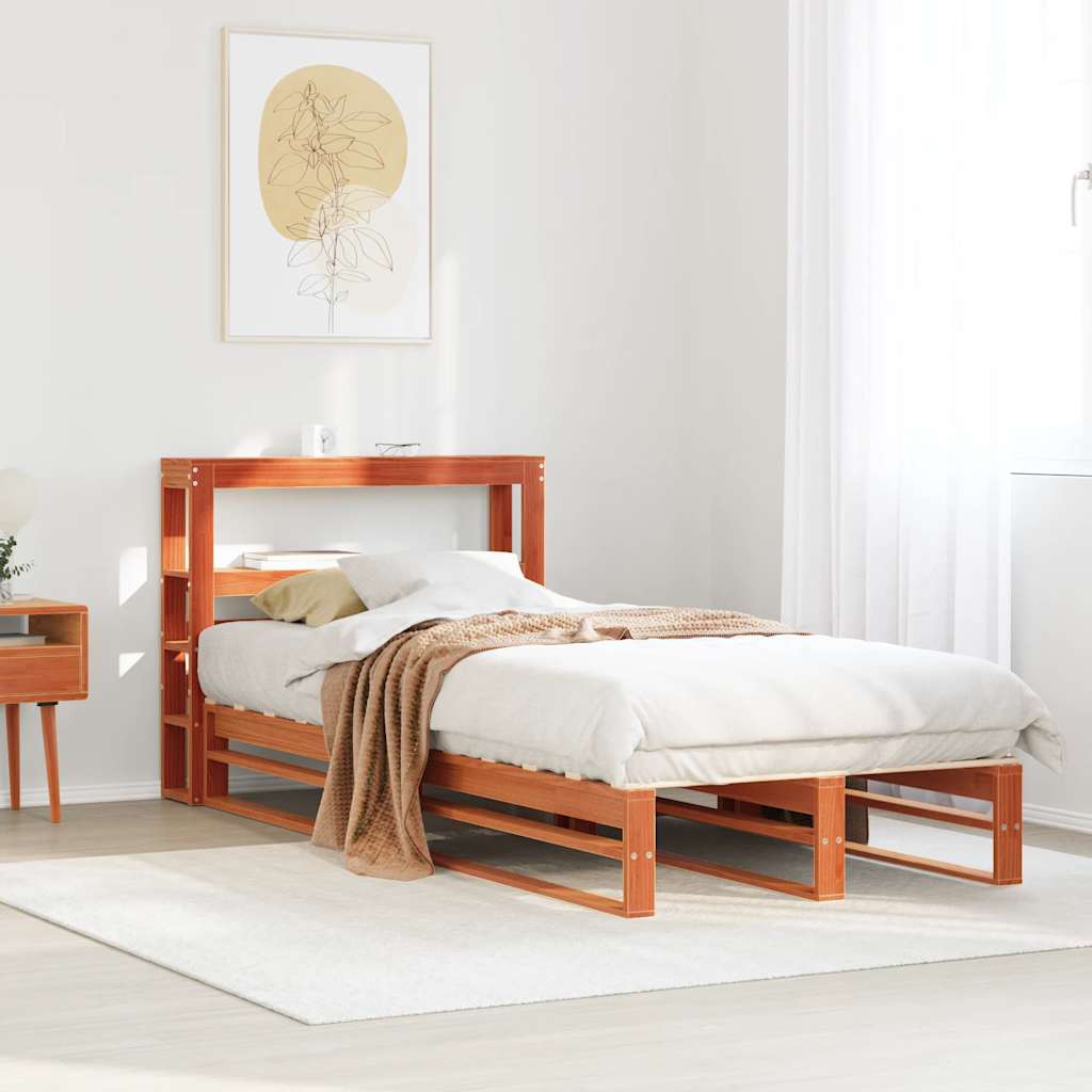 vidaXL Bed Frame without Mattress Wax Brown 75x190 cm Small Single Solid Wood Pine