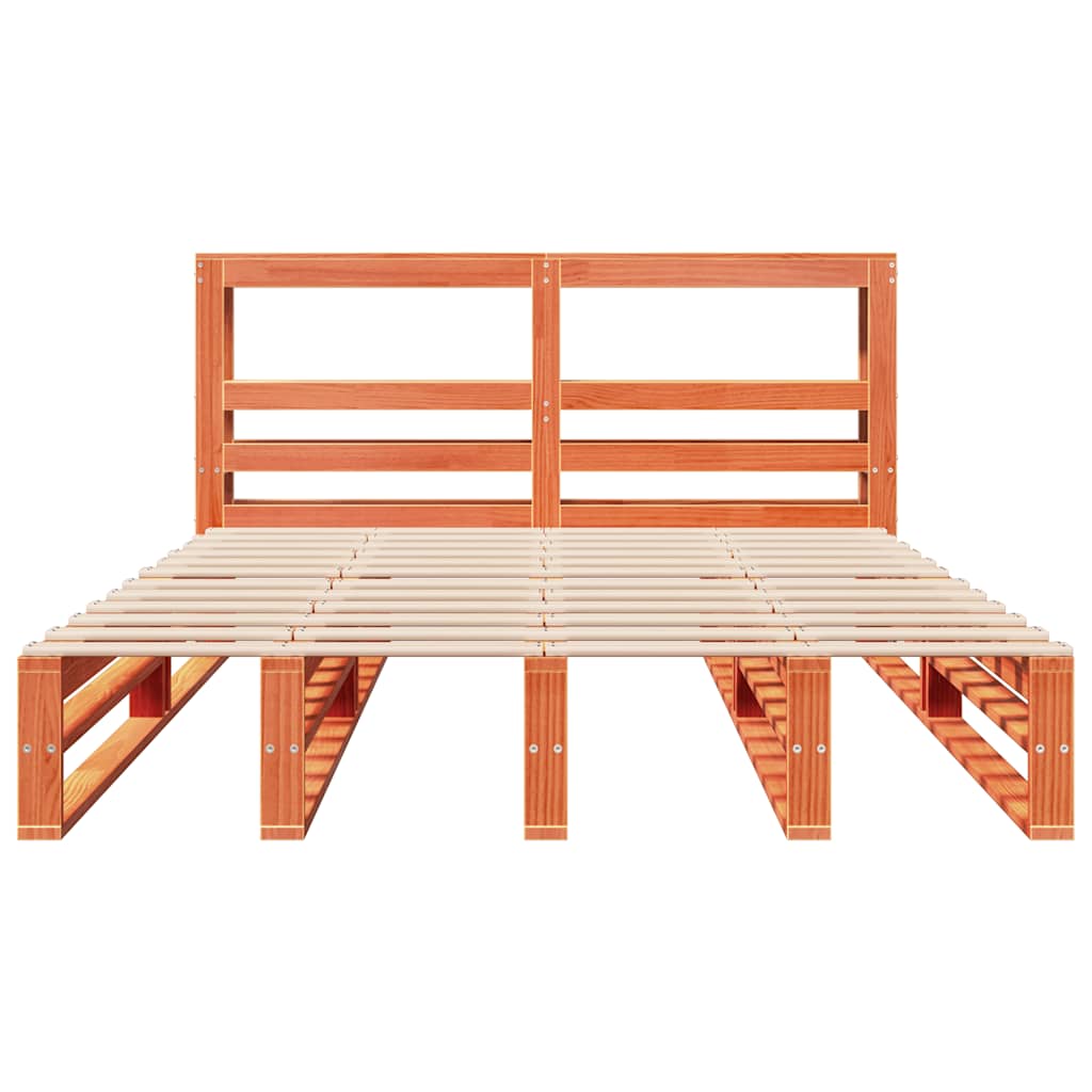 vidaXL Bed Frame without Mattress Wax Brown 120x190 cm Small Double Solid Wood Pine