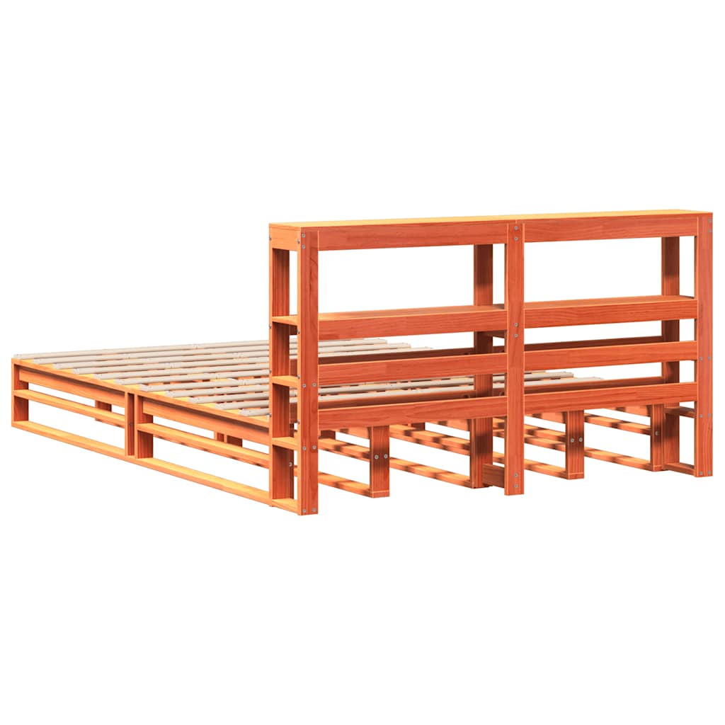 vidaXL Bed Frame without Mattress Wax Brown 120x190 cm Small Double Solid Wood Pine